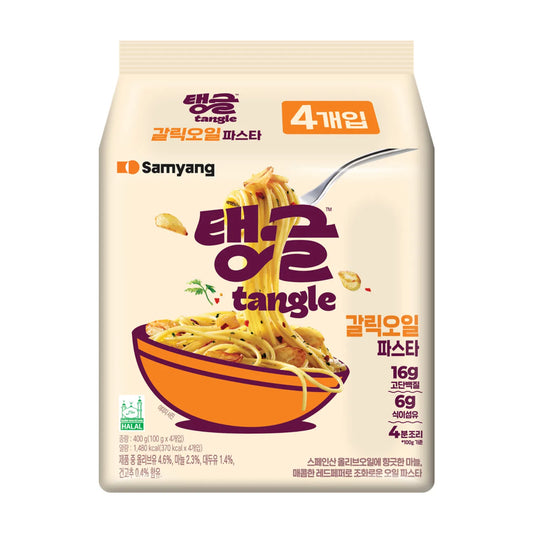 Samyang Tangle Garlic Oil Pasta (4-pack) 三養 Tangle 蒜香橄欖油義大利風拌麵 (4包裝) | Sim Sim Foods