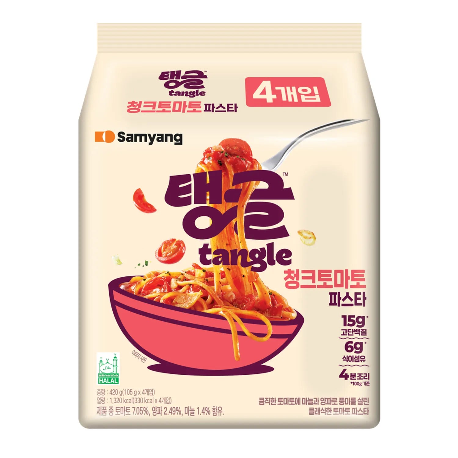 Samyang Tangle Chunky Tomato Pasta (4-pack) 三養 濃蕃茄拌意粉 (4包裝) | Sim Sim Foods