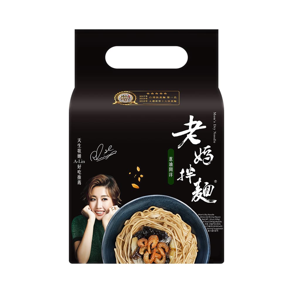 Laoma Noodles - Onion and Shrimp Noodles 老媽拌麵 蔥油開洋 | Sim Sim Foods